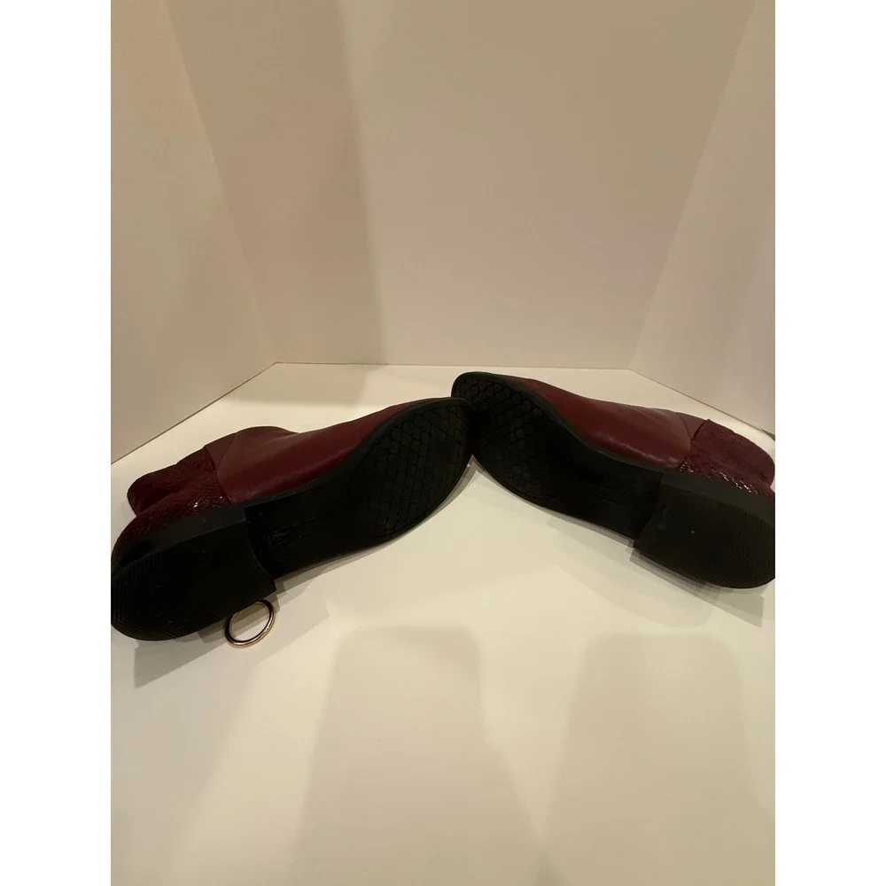 Comfortview Burgundy Faux‎ Leather Snake Embossed Zipper Ankle Boots Womens